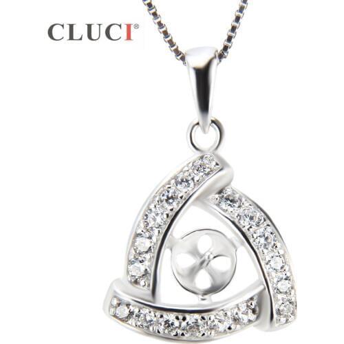 CLUCI High Quality Triangle shape Zircon Pendant for jewelry making, Sterling 925 Silver Tiny fitting for pearl necklace SP176SB