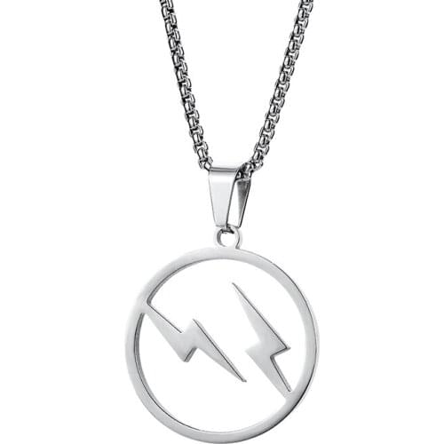 Carved Lightning Pendant Necklace Couple Student Minimalist Hip-Hop Fashionable Brand Personality Ornament Pendant Necklace