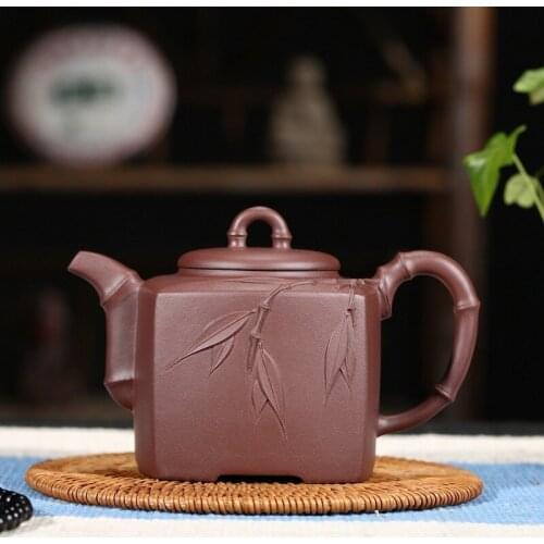All hand undressed ore square bamboo purple clay pot of kung fu tea set wechat business agent undertakes the teapot