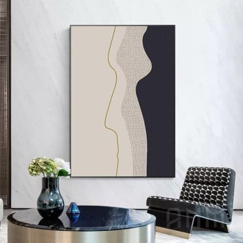 Simple and modern Nordic abstract line color block art poster porch mural living room decoration picture printing