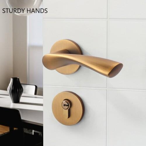 Modern Aluminum Alloy Door Lock Indoor Mute Deadbolt Lock Bedroom Security Door Handle Locks Furniture Hardware Supplies