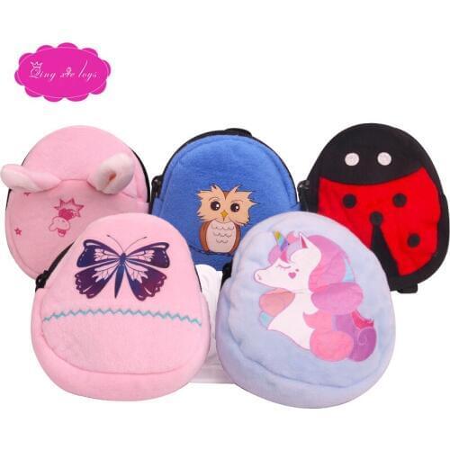 18 inch Girls doll bag Cute animal wallet Cartoon schoolbag American newborn backpack Baby toys fit 43 cm baby dolls gift c830