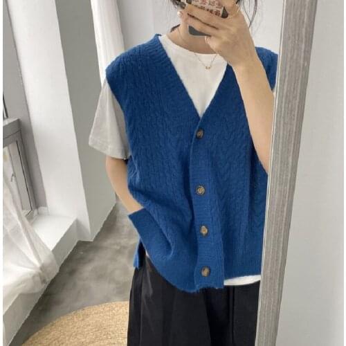 New loose sleeveless sweater spring autumn Women vest sweaters knitting vest joker knitted wool oversize Girls sweater women