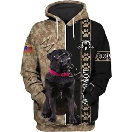 Unisex 3D Graphic funny Pug Dog Hoodies Sweatshirts Animals Hoodie Men/Women Casual Streetwear Sweatshirt Pullover A111