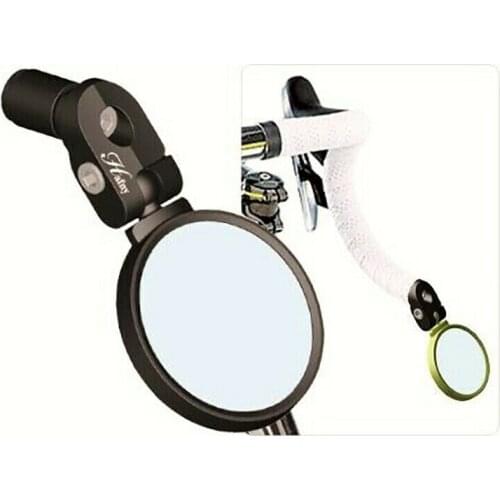 Road Bicycle Bike Drop Bar Rear View Mirror Black Stainless Lens Safety Rearview