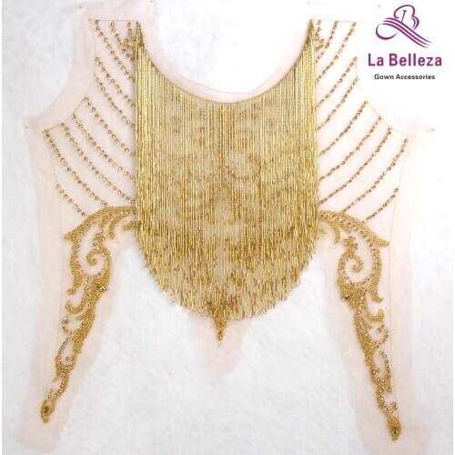 1 piece New fashion gold/red/silver beads fringe patch for decoration dress/fashion design