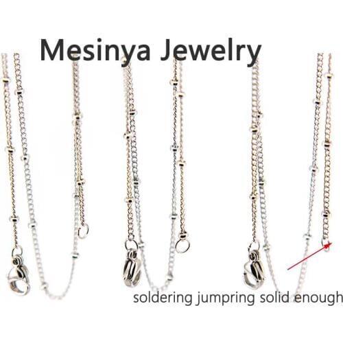 10pcs 18 20 24 30'' 316L S.steel Ball Station Chain For Floating Glass Locket Pendant Necklace