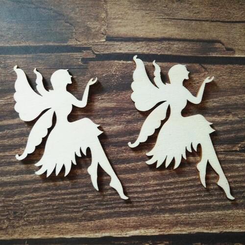 10pcs/Lot Laser Cut Wooden Angel Fairy Elf Shape Wedding Birthday Party DIY Wood Home House Room Decoration Art Craft