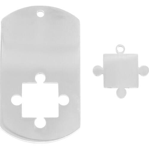 100% Stainless Steel Dog Tag Blank Puzzle Couple Necklaces & Pendants Mirror Polished Wholesale 10pcs