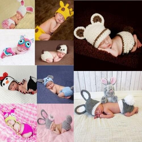 14 Model Optional Animal Modeling Photographic Costume Crochet Knitted Baby Photo Prop Newborn Photography Accessories