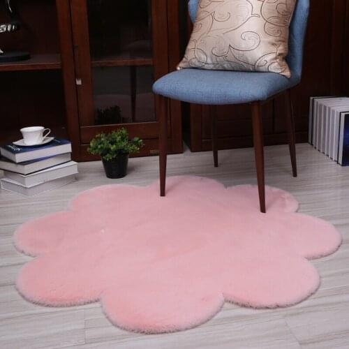 2018 flower shape Hairy Ellipse Carpets Soft Artificial Sheepskin Plain short Fur Skin Fluffy Bedroom Faux Mats fur carpet