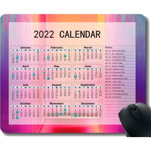 2022 Calendar Mouse Pad with Holidays,Wall Light Bright Spots Mouse Mat for Office Computers Laptop Men Women