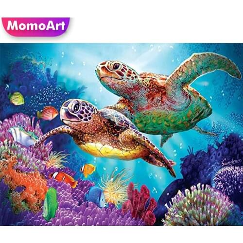 MomoArt DIY Diamond Mosaic Tortoise New Arrival Animal Rhinestone Diamond Embroidery Sea Painting Cross Stitch Handmade Gift