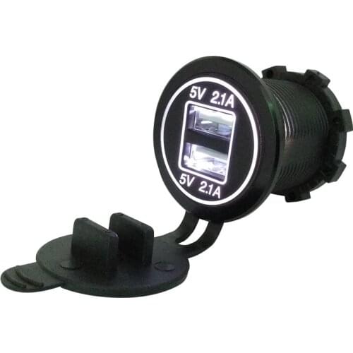 5v 4.2A Dual USB car charger socket adapter with light ring for Car motorcycle boat RV conversion