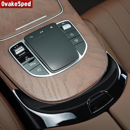 Car Styling For Mercedes Benz W213 E Class 2017-2021 Center Console Armrest Box Buttons Frame Cover Carbon Fiber Color Stickers