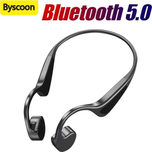 Byscoon Bone Conduction bluetooth-compatible Earphone Sport Running IPX6 Waterproof Headset Wireless Headphone with microphone