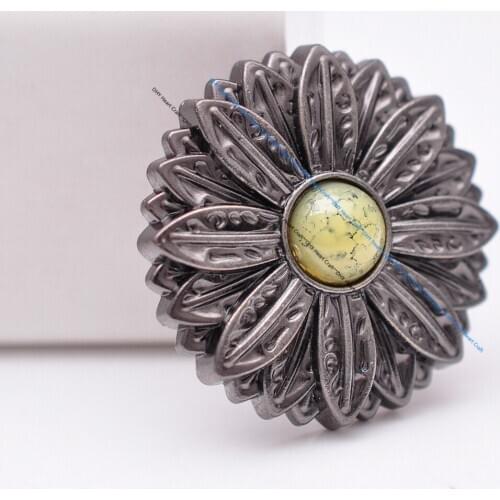 10pcs Beige Turquoise Gunmetal Sun Flower Horse Saddle Halter Leathercraft Conchos For Key Fob Beast Collar Ornament