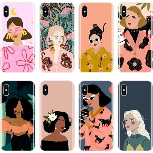 Phone Case For Apple iPhone X XR XS MAX 8 7 6S 6 S Soft Black Girl Painted Cover For iPhone 6 S 6S 7 8 Plus Case Silicone