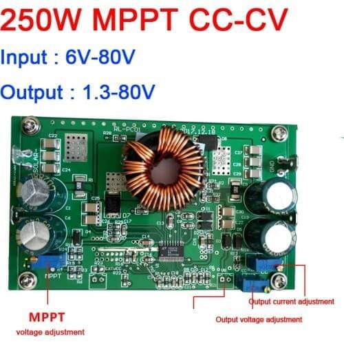 DYKB 250W LT8705 MPPT solar Controller CC-CV charging DC-DC buck boost 6-80V TO 1.3-80V 12V 24V Lithium / LiFePO4/ Battery