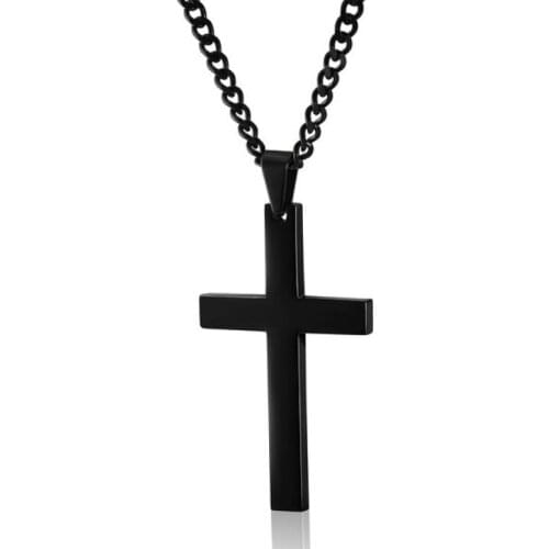 Hot Fashion Men Women Black Cross Pendant Color Gold Black Blue Alloy Jesus Cross Pendant Necklace Jewelry