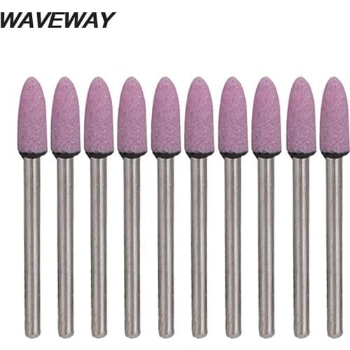 WAVEWAY 10pcs Abrasive Stone Tools Electric Drill Cylinder Type Polishing Head Wheel Tool For Dremel Rotary Tools Accessories