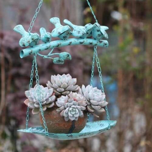 Outdoor Wrought Iron Bird Feeder Flower Stand Hanging Adornments Garden Park Ornaments Crafts Villa Balcony Furnishings Decor