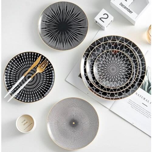 Nordic style home geometric ceramic breakfast plate Western plate steak flat plate fruit plate decoration hanging plate