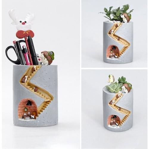 Creative Animal Resin Flowerpot Succulents Planter Water Planting Container Rabbit Hedgehog Decorative Pot Home Desktop Ornament