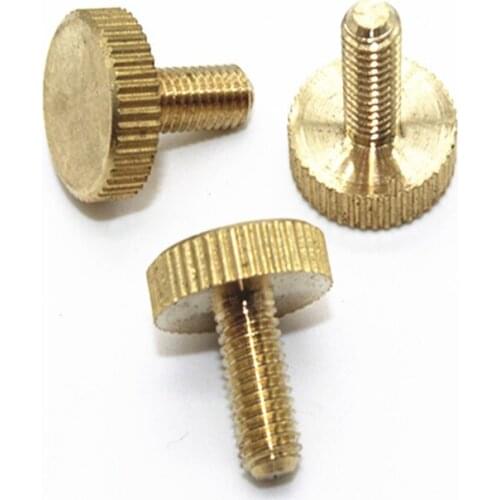 3pcs M3 M4 brass knurled hand screws flat round handle knob bolts brassiness grip screw bolt 4mm-16mm long