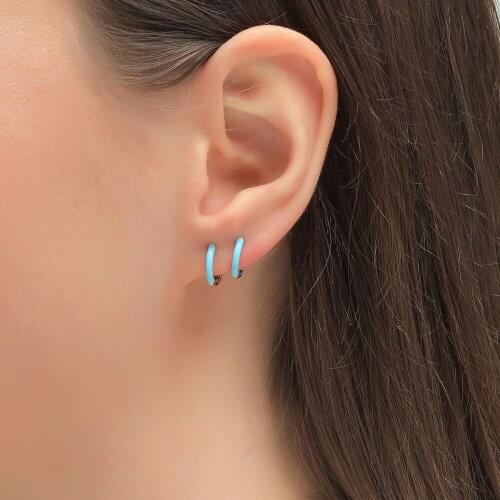 2021 Summer Hot Selling Women Fashion Jewelry Minimal Enameled Huggies Hoops Earrings
