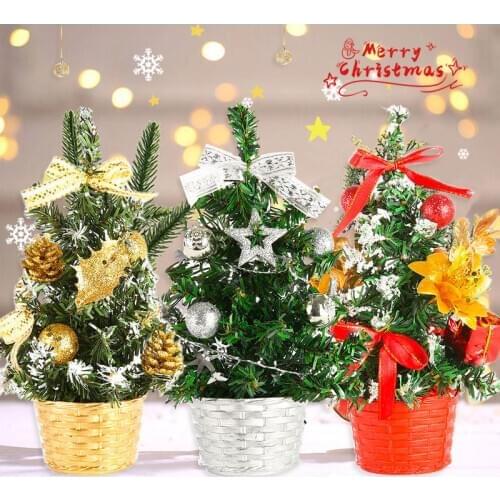 Mini Christmas Tree Desk Table Decoration Gift Cute Xmas Artificial Home Decor Ornaments Children Gifts