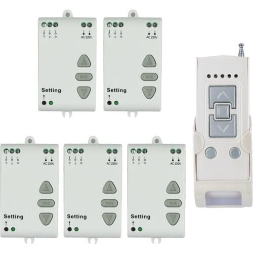 AC220V 500W Motor Forwards Reverse Remote Controller Motor Wireless Up Down Stop Remote Switch 5Motor Up Down Stop Independently