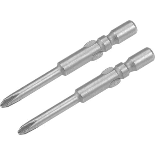 Uxcell Phillips Bits 2pcs 4mm Round Shank Magnetic Cross 2.5PH0 Screwdriver Bit Set 40mm Length S2 Screw Driver Kit Tools