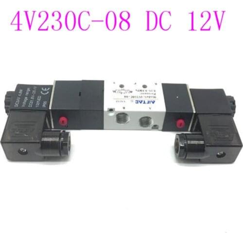Cheap 1pcs 1/4'' Ports 4V230C-08 DC 12V 3 Position 5 Way Air Solenoid Valve