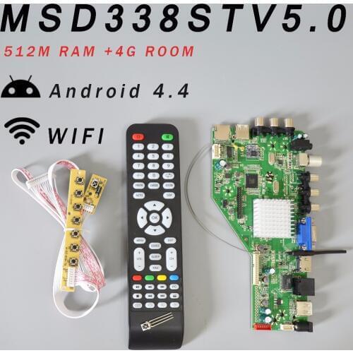 RAM 512M & 4G storage MSD338STV5.0 Intelligent Wireless Network TV Driver Board Universal Andrews LCD Motherboard + 7 Key Switch