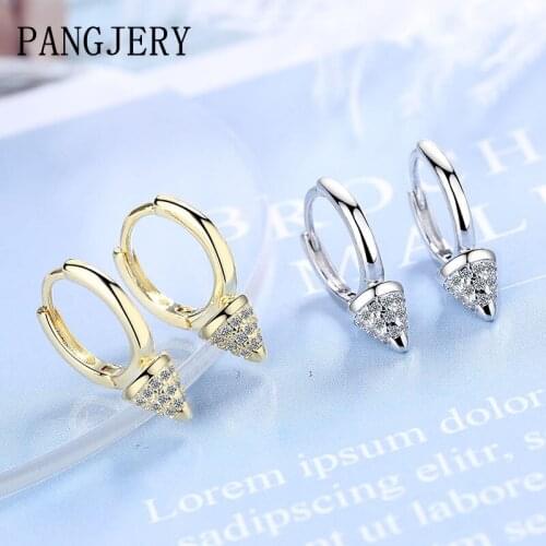 Pangjery Prevent Allergy 925 Sterling Silver Micro Pave Zircon Earrings for Women INS Fashion Pencil Tip Party Jewelry Gifts