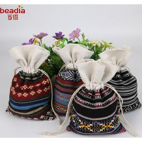 New!!!11*16cm 5pcs/bag Fashion Ethnic Cotton Jewelery Gift Bag