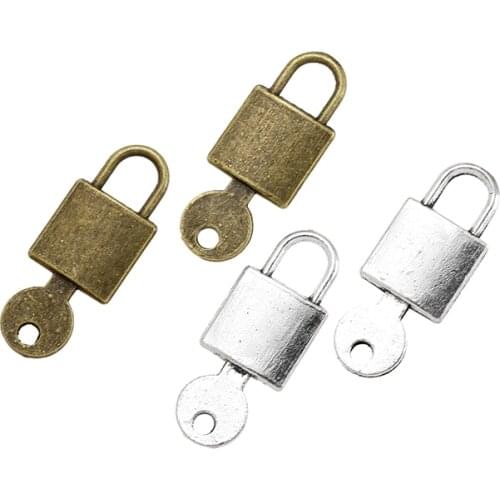 20pcs Charms metal lock key,Antique Making pendant fit,Vintage Tibetan Silver,jewelry DIY bracelet necklace 25*10mm 4409A