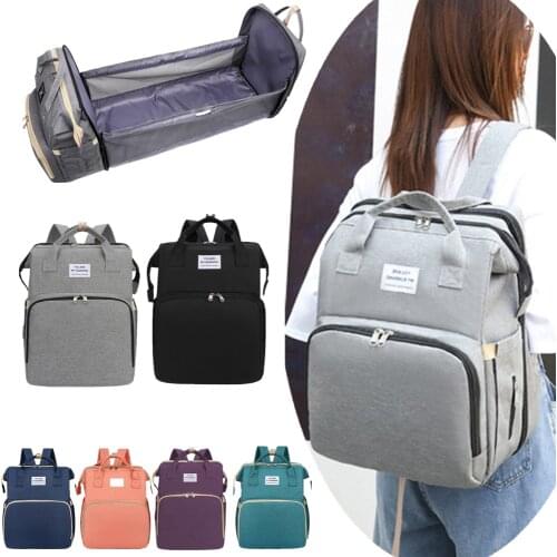 Portable Crib Nappy Bag Baby Care Changing Diaper Bag Stylish Folding Crib Nappy Bags Mummy Maternity Nappy Bag