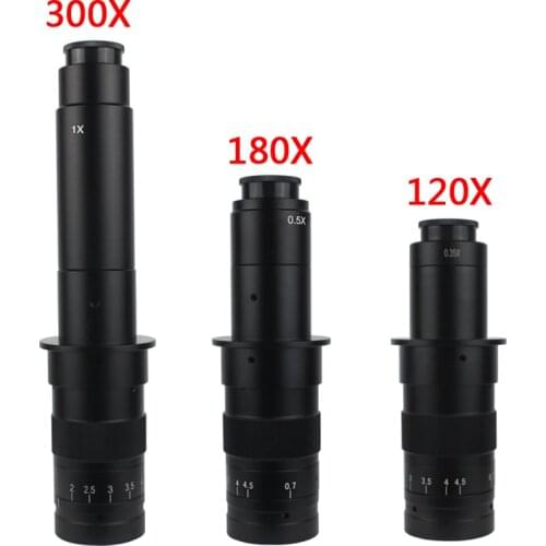 Adjustable Magnification 120X 180X 300X Zoom 25mm C Mount Lens For HDMI VGA USB Industry Video Microscope Camera