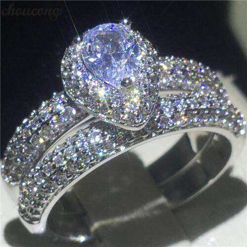 Choucong 2018 Luxury Ring set 925 sterling Silver Pave setting AAAAA Cz Stone Enagagement Wedding Band Rings For Women Jewelry