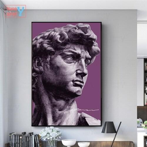 Modern Art Home Decor Classic Gray David Statue Wall Art Painting On Canvas Poster And Prints Sculpture Picture For Living Room