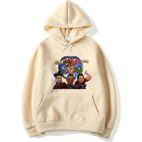 Anuel AA, Cardi B, Black Jonas Point, Secreto & Liro Shaq - La Bebe Remix Mens Hoodies Streetwear White Loose Sweatshirt Men