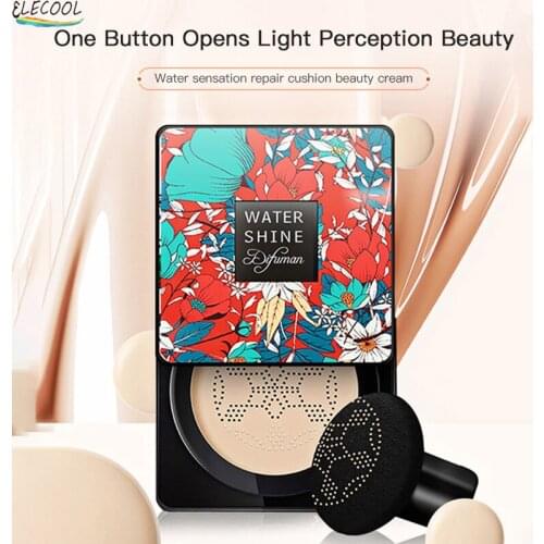 ELECOOL BB Air Cushion Face Base Makeup Mushroom Head CC Cream Concealer Foundation Whitening Cosmetic Waterproof Brighten Tone