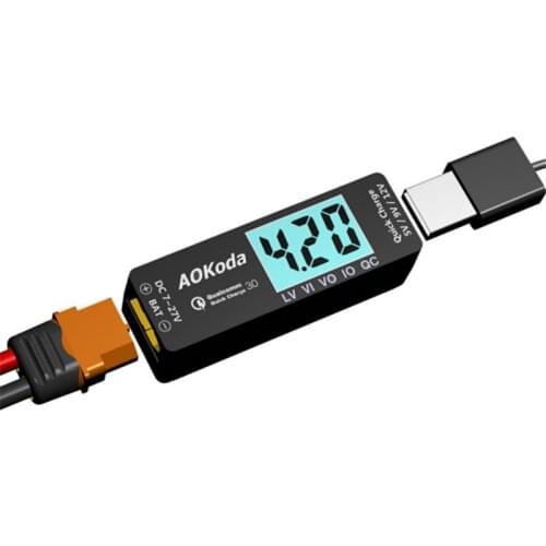 AOKoda Lipo USB Power Adapter QC3.0 Adapter Quick Charger Smartphone Tablet PC Lipo Battery Tester Indicator RC Model