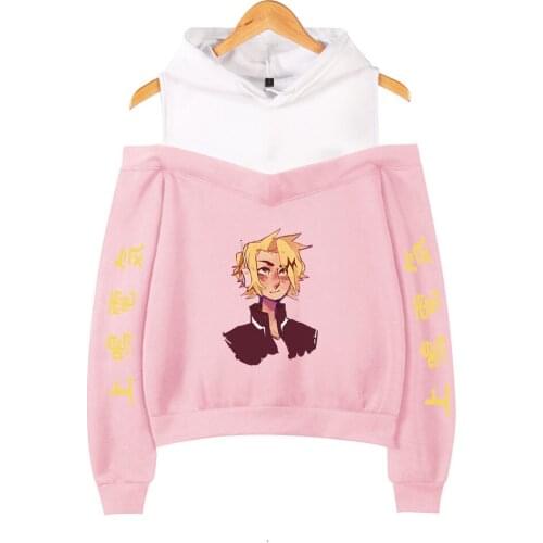 My Hero Academia Hoody Female Off Shoulder Sweatshirt Womens Pullover Harajuku Streetwear Denki Kaminari 2021 New Anime Clothes