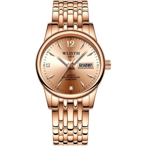 Designer brand luxury women Dress Watch Gold Stainless Steel Fashion Ladies Wristwatch Week Date Quartz Clock Female Watches