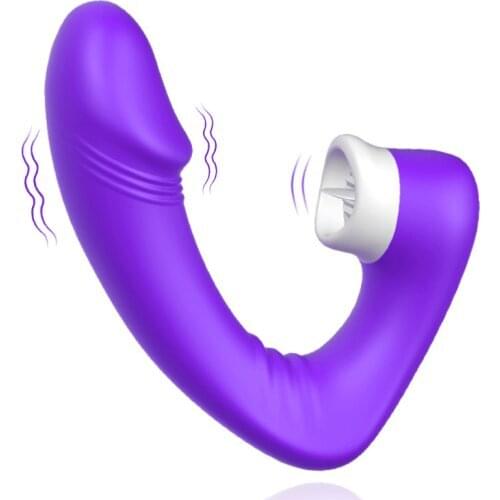 Female Dildo Vibrator Vaginal Massager Sex Toys Tongue Licking Clitoris Suction Cup G-Spot Oral Sex Masturbation Adult Products