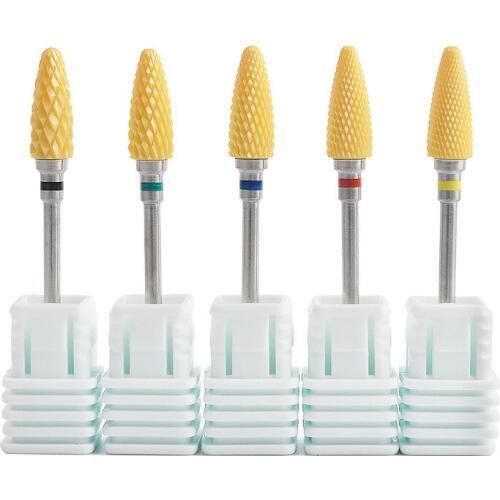 1pcs Electric Device Machine Accessory Clean Tool Ceramic 3/32"Yellow 5 types Nail Art Drill Bits