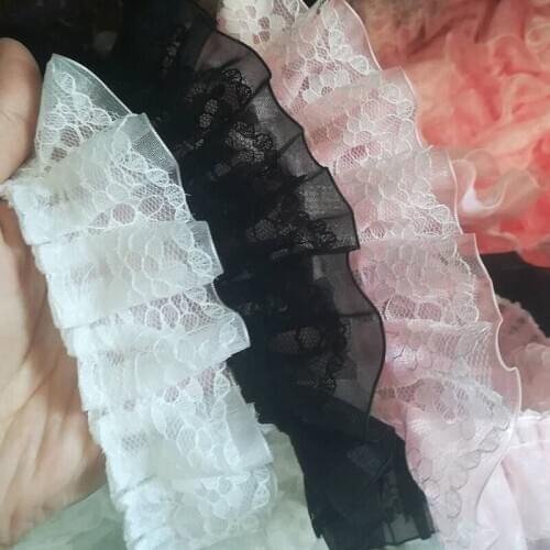 1Yard Embroidery Lace Fabric Guipure 4cm Ribbon Crafts White Black Lace Applique Pink Lace Trimmings For Sewing Tulle Dress RG35